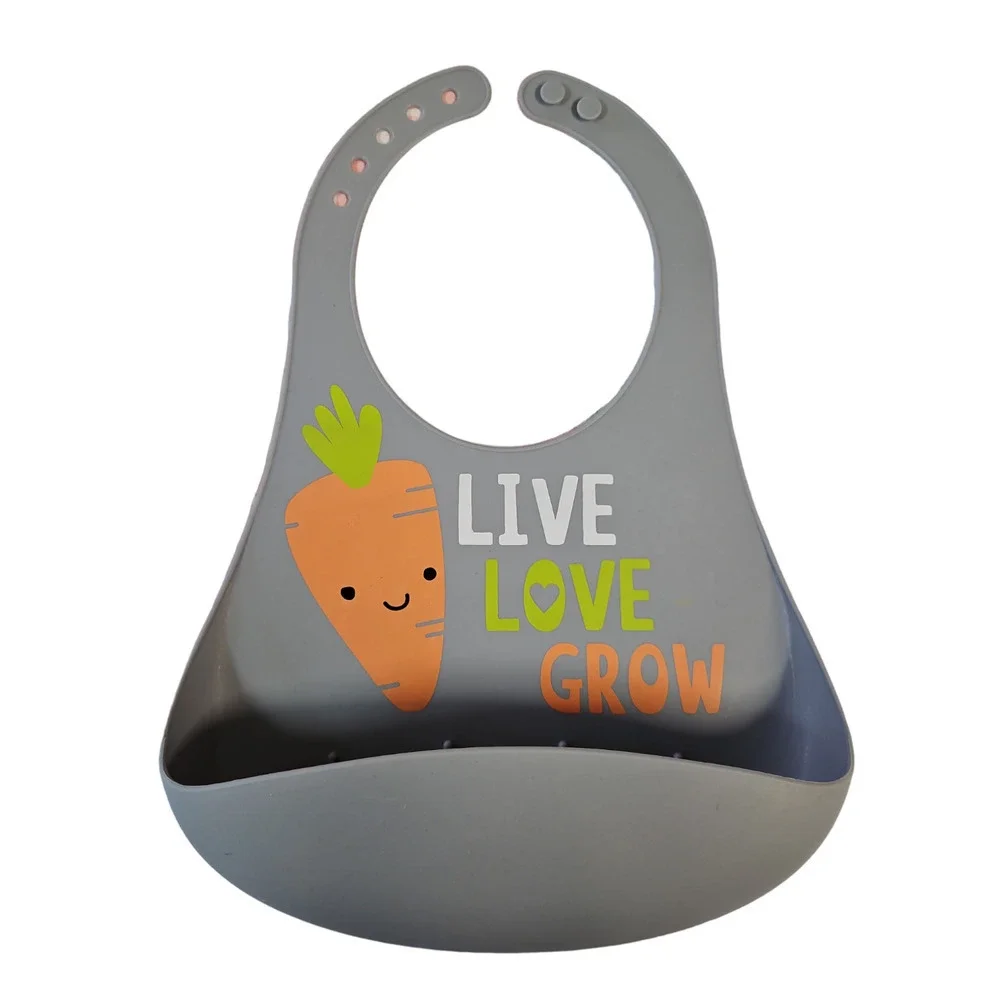 Cloud Island Little Treasure Bibs Unisex OS Gray Silicone Baby Bear Fox 3 Pack